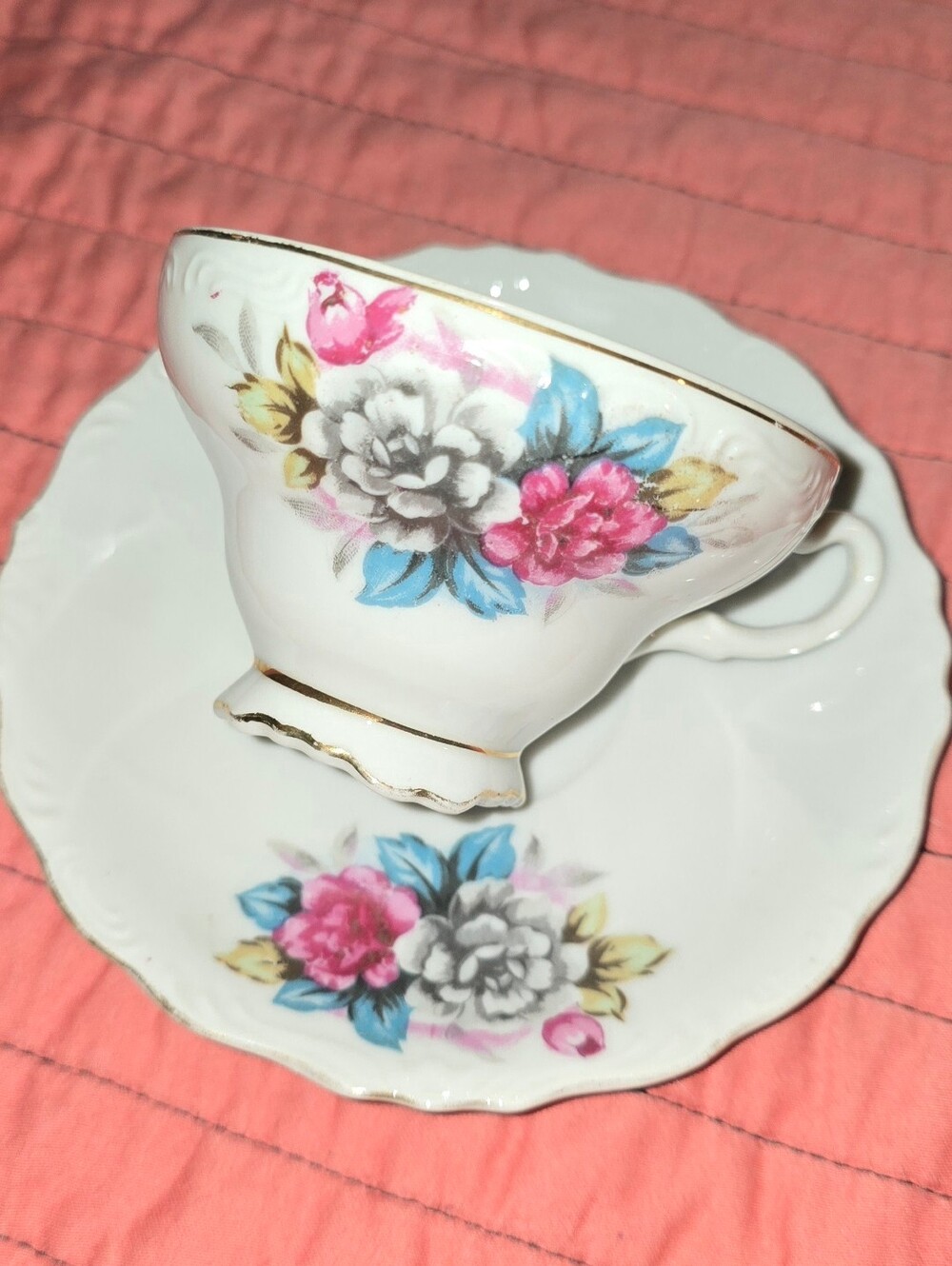 6pc Vintage VTG Japanese Porcelain Mismatched Florals Tea Cups Saucers Lot